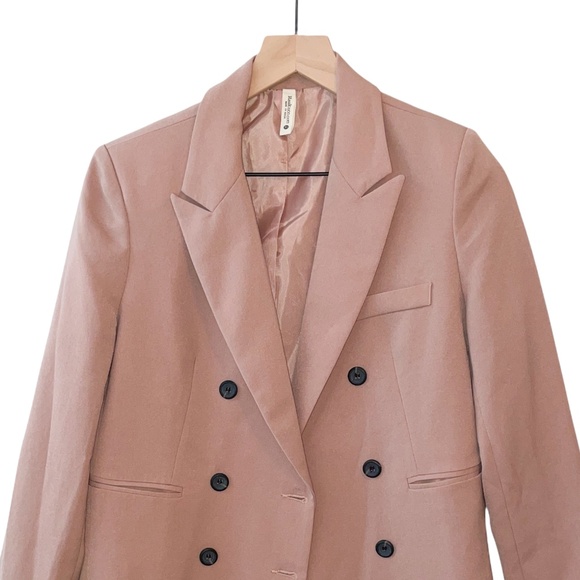 VTG Realcoco Blush Pink Mauve Open Front Blazer Jacket Trench Coat Medium - Picture 3 of 7